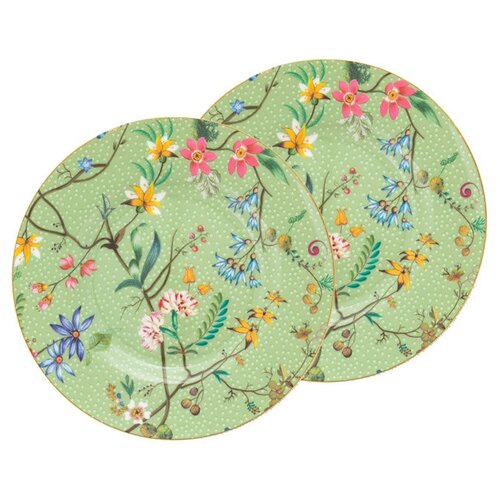  1512   2-  Pip Studio Jolie Flowers Green, . 12 , WW.51.001.274