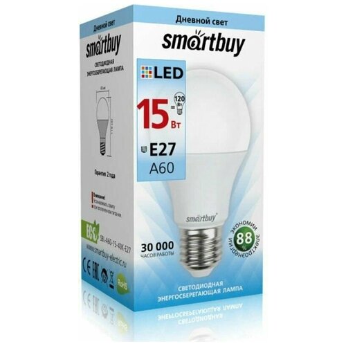 ������ 342� ������������ ����� (LED) SmartBuy A60 15W/6000/E27