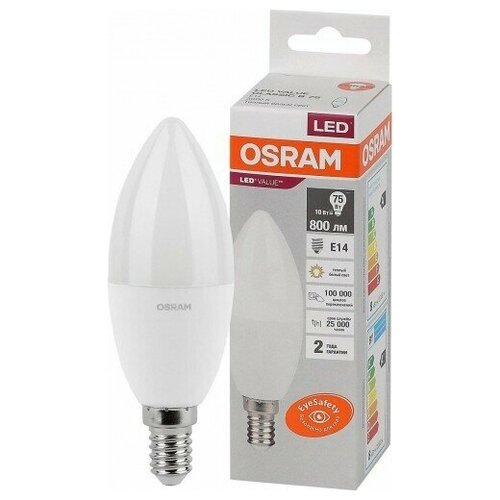 ������ 1525� ����� LED ����� LV CLB 75 10W E14 3000K 800lm ��� 114�39 (10��/����.) Osram