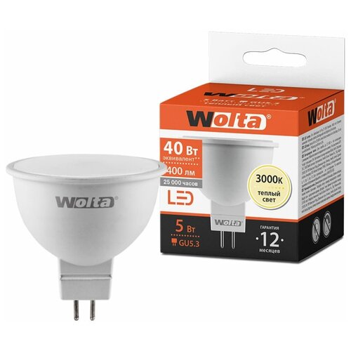 ������ 153� Wolta ����� ��/� MR16 GU5.3 220V 5W (400lm) 3000� 3K 50x55x55 25YMR16-220-5GU5.37